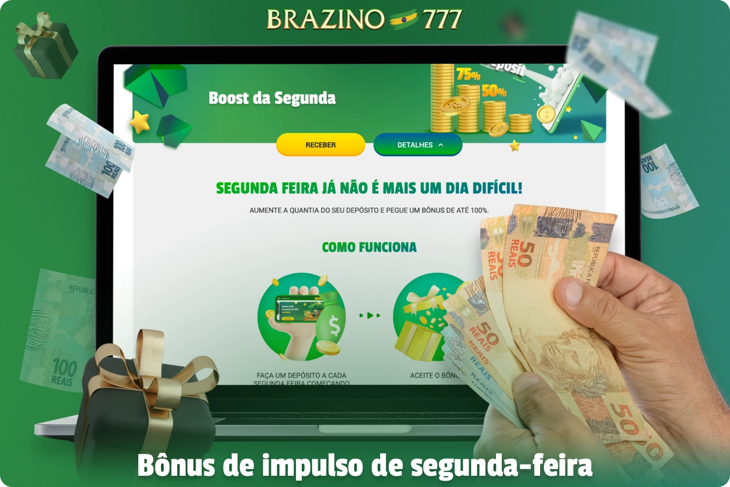 Às segundas-feiras, os usuários do Brazino777 podem obter um impulso extra na forma de bônus simplesmente fazendo um depósito